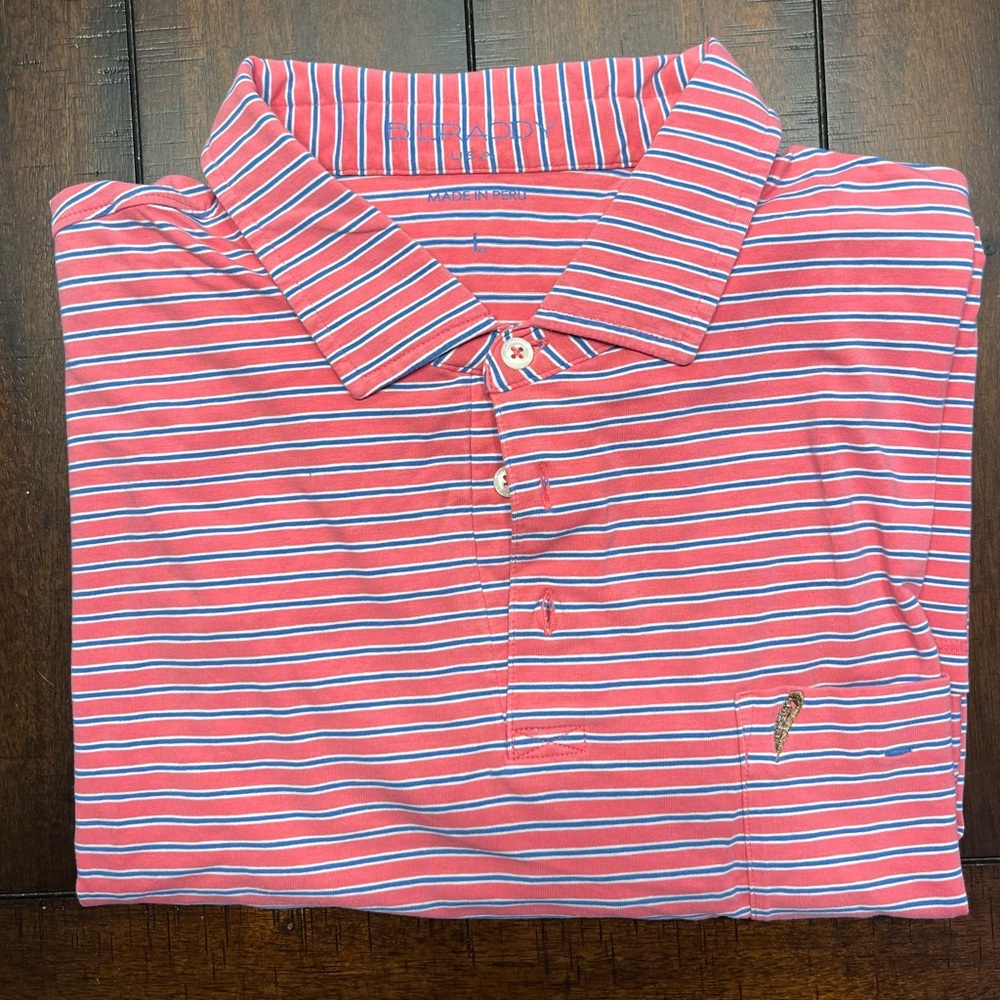 B. Draddy Striped Polo Shirt-  Chechessee Creek Club